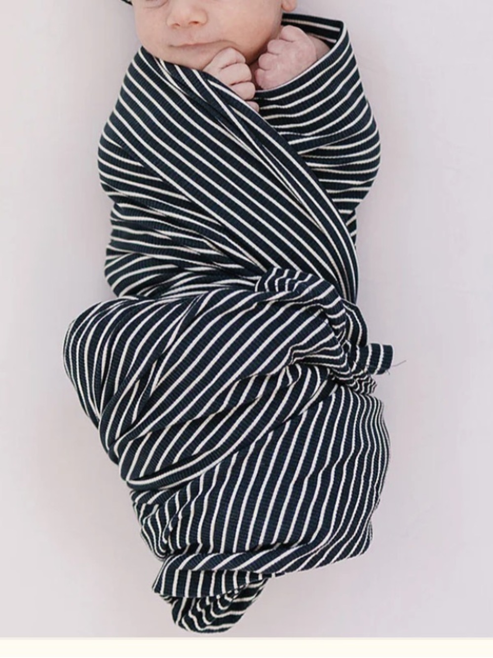 MEBIE BABY
Navy Stripes Ribbed Bamboo Stretch Swaddle
